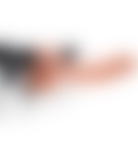VIBR STRAP-ON COM BOLAS 9 Arnês vibratório ajustável com texturas realistas e venda para os olhos