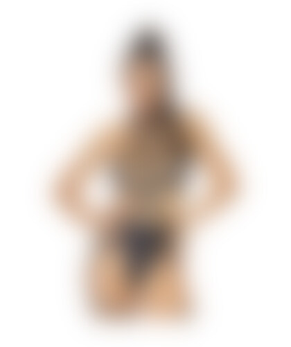 BODY TEDDY CAGE STRAP Arnês corporal em efeito molhado com fecho e argola, ideal para BDSM