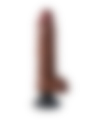 KING COCK 10 VIBRATING BROWN Pénis realista com testículos vibrador castanho