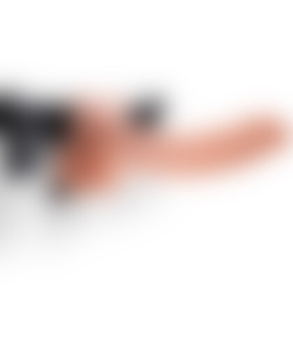 VIBR STRAP-ON W BALLS 9 Arnés vibrador adaptable con texturas realistas y antifaz