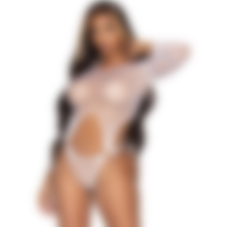 Leg avenue body tanga de red manga larga - blanco