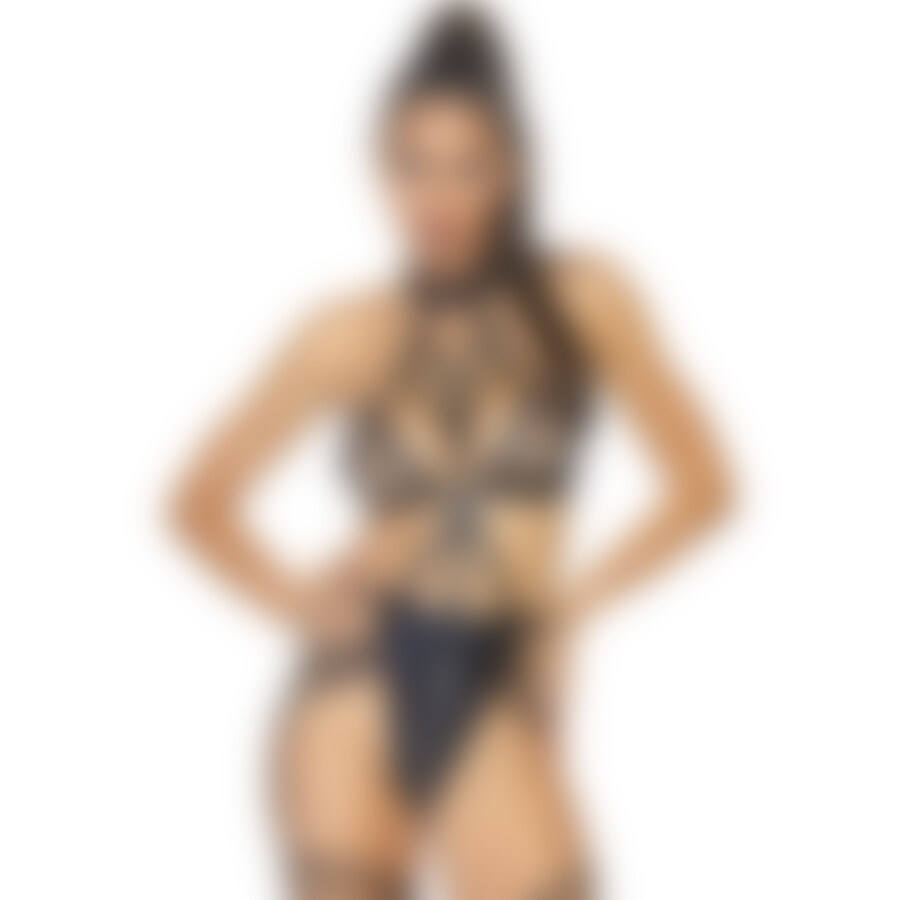 Body de tiras con cremallera - negro