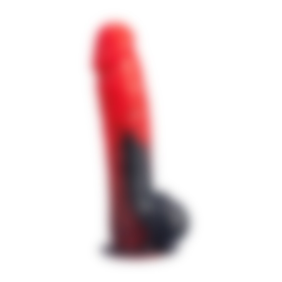 DEVIL DILDO FANTASY SILICONA LIQUIDA TERMOREACTIVO ROJO NEGR