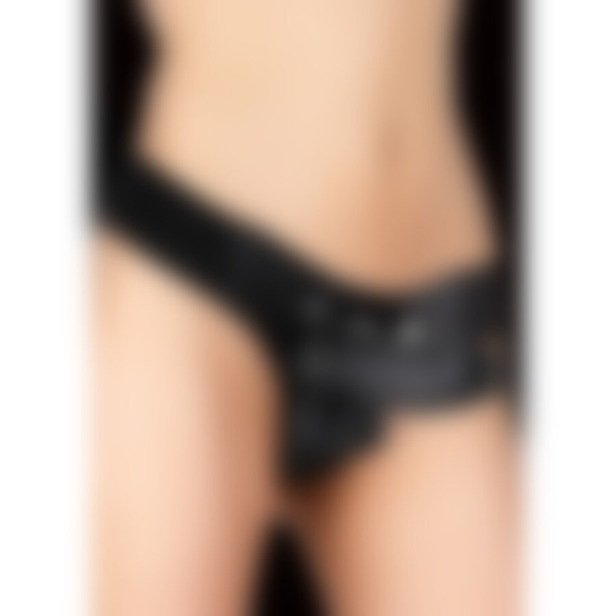 STRAP-ON REALISTA DE COURO OUCH! 8 POLEGADAS PRETO