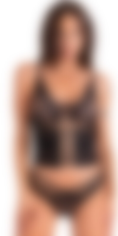 CINEX ATLANTIN LC 90704 Conjunto de lingerie preta: soutien, liga, cuecas