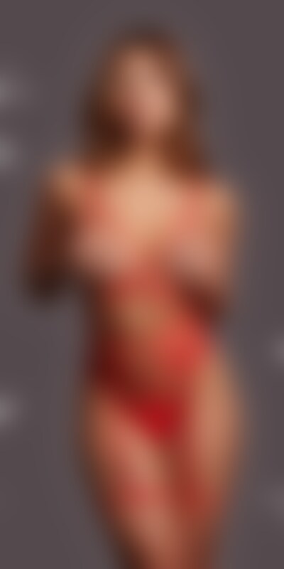 LE DÉSIR VERMELHO Heart-patterned lingerie set with open straps
