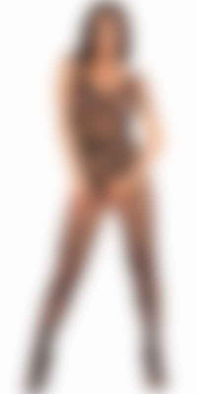 REHANNA LC17370 Bodystocking elegante e sexy, in tessuto trasparente, elastico, nero