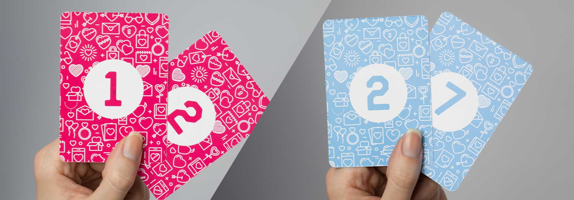 Cartas rosas y azules Coupletition