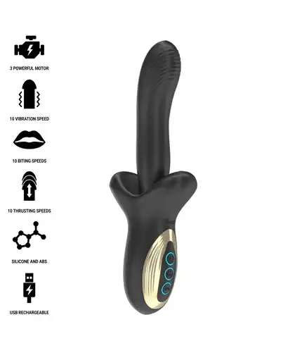 DARK LOTUS Vibromasseur mordant avec rotation, 3 moteurs et 10 modes