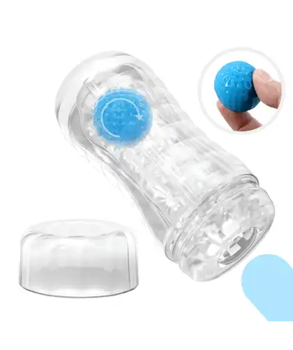 PLANET CAPA MASTURBATÓRIA AZUL Copo masturbador masculino com rolos para um prazer superior