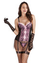 CONJUNTO DE BUSTIER ROSA/PRETO
