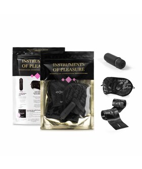 STRUMENTI DI PIACERE LILA Kit Livello Lilla: vibratore bullet + maschera per occhi + manette in raso