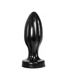 ALL BLACK RIPTIDE Plug anal de PVC, hipoalergénico, com sulcos estimulantes