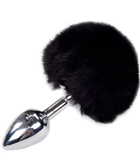 PRAZER ANAL PLUG LISO METAL Plug anal metálico com pompom, design cónico, térmico