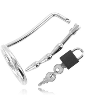 ANEL LOCKED Plug uretral com anel metálico BDSM, experiência intensa
