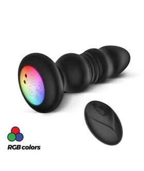 AUSTRALIS Dildo com controlo remoto, 9 vibrações e luz RGB recarregável