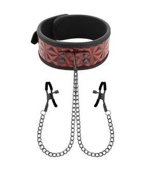RED EDITION COLLAR Collar de neopreno com correntes e pinças para mamilos Begme