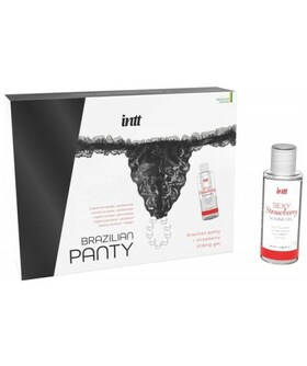 BRAZILIAN PANTY Collant brésilien noir + gel glissant fraise