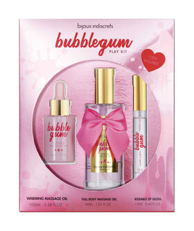 BUBBLEGUM PLAY KIT Kit intimo aroma bubblegum: olio, gel, lucidalabbra