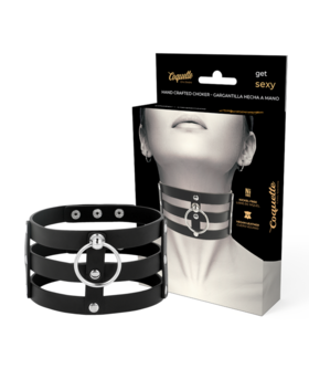 GLINTHALO Collar fetish ajustable de cuero vegano negro