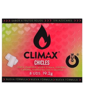 CLIMAX GUM Formato en chicle con efecto estimulante y potenciador.