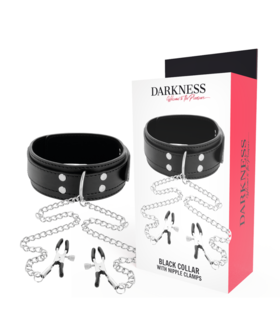 COLLAR CON PINZAS PARA PEZONES Collar y pinzas bdsm glamorosos para explorar el placer