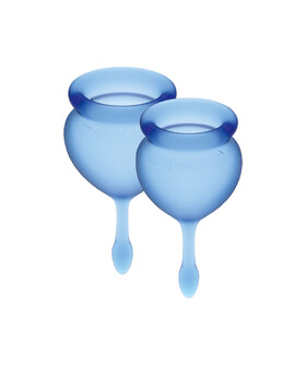 SATISFYER FEEL GOOD Coupe menstruelle en silicone médical, duo de tailles, utilisation jusqu'à 12h