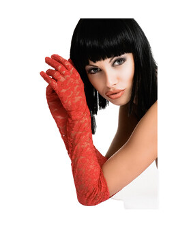 CR 3071 GUANTI ROSSI Guanti in pizzo eleganti per momenti unici