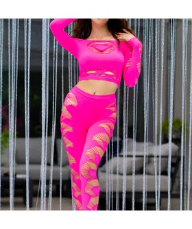 CR 4632 TOP &A Conjunto senza cuciture, comodo ed elegante: top/leggings