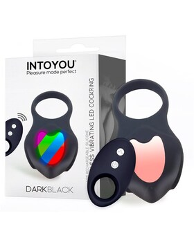 DARKBLACK VIBERING Darkblack anillo vibrador con led control remoto usb silicona