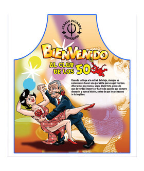 APRON 50 YEARS Check out this fantastic apron featuring playful and fun illustrations, perfect for adding