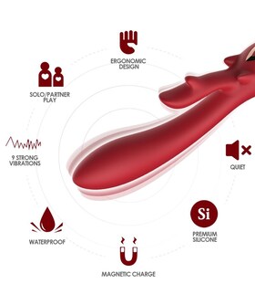 VIBRADOR RABBIT CURVO ROJO Vibreur submersible avec plusieurs modes de vibration