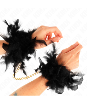 ESPOSAS DE PLUMAS NEGRO CON CA Muñequeras BDSM de alta calidad para todos niveles