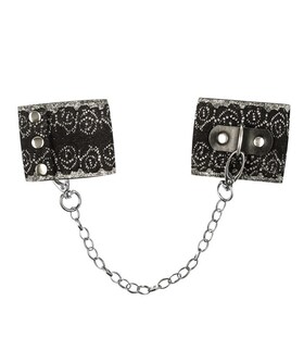 BAMBOLINE CON PIZZO Manette erotiche in ecopelle con catena rimovibile