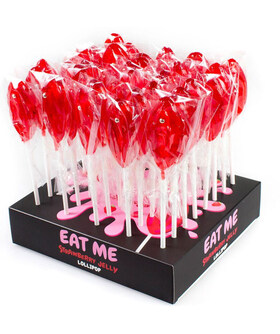 SUÇETTES VULVE BOÎTE Sucette à la fraise en forme de vagin pour une touche audacieuse