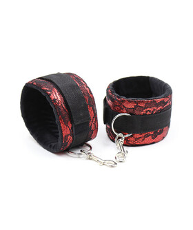 MANETTE DI VELLUTO Kit fetish con manette di velluto, rosso e nero