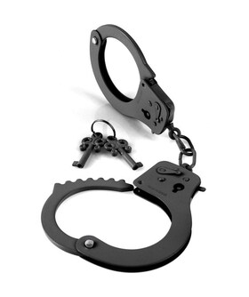 FETISH FANTASY DESIGNER CUFFS Manette nere in metallo, economiche e dotate di chiavi, perfette per il BDSM.