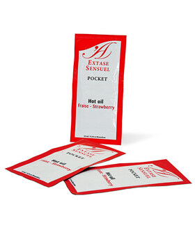 HOT OIL POCKET Óleo de massagem afrodisíaco com efeito de calor e sabor a morango