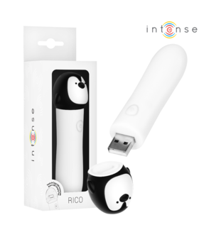 RICO BALA PINGÜINO Bala vibradora recargable, diseño pingüino, 8 vibraciones