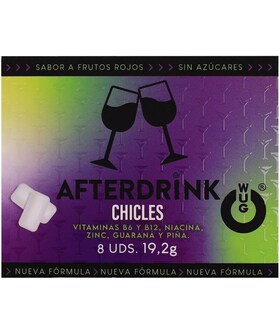 WUG AFTERDRINK Format gomme à mâcher à absorption rapide et sans sucres.