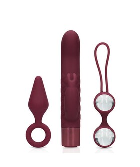 (S)EXPLORE DARK CHERRY Pack con vibratore, plug anale e palline vaginali: un regalo perfetto per momenti piccanti