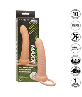 MAXX DOUBLE Double Penetration Vibrating Dildo with Ring