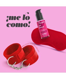ME LO COMO Set erotico: lubrificante alla fragola, manette, benda. Un mix innovativo per un'esperienz