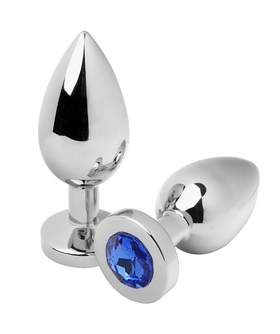 METALHARD ANAL PLUG DIAMOND BL Luxurious Hypoallergenic Stainless Steel Anal Plug with Crystal