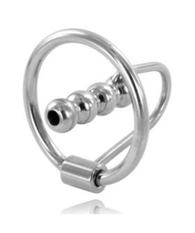 METALHARD CREST Anello in acciaio per glande con plug uretrale per BDSM