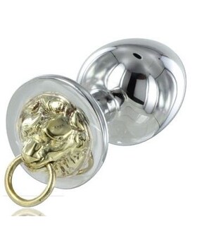 METALHARD TIGER Polished Steel Anal Plug with Engraved Tiger and Secure Grip
