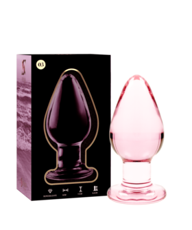 BOUCHON DE VERRE BOROSILICATE 03 Plug anal modèle 3 verre borosilicate 11 x 5 cm rose