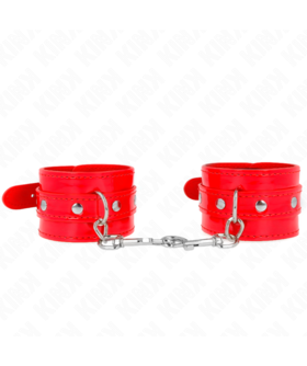 MUÑEQUERAS CON TACHUELAS ROJO  Muñequeras BDSM de KINK: estilo, comodidad y control