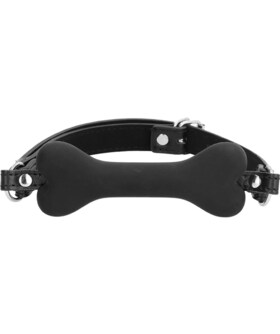 MORDAZA OUCH PUPPY PLAY Bâillon en silicone en forme d'os - noir