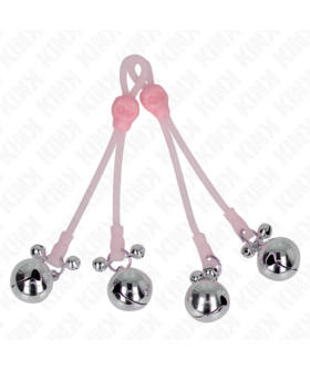 KINK LIGHT Pinzas para pezones luminosas forma calabera con cascabel sonoro ajust